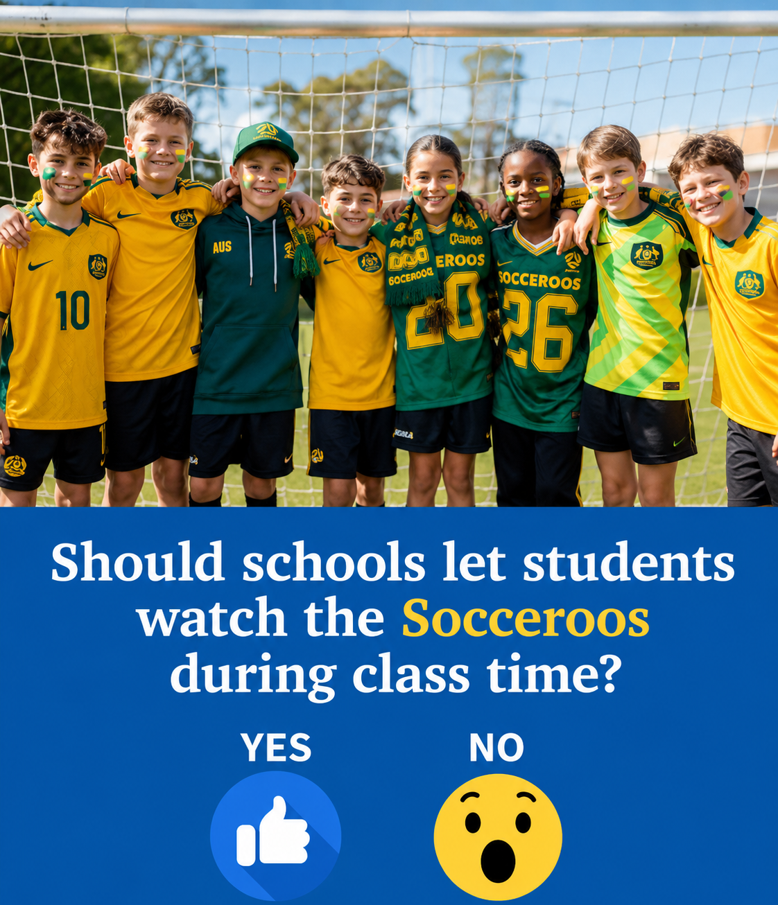 Students watching Australia's Socceroos during the World Cup