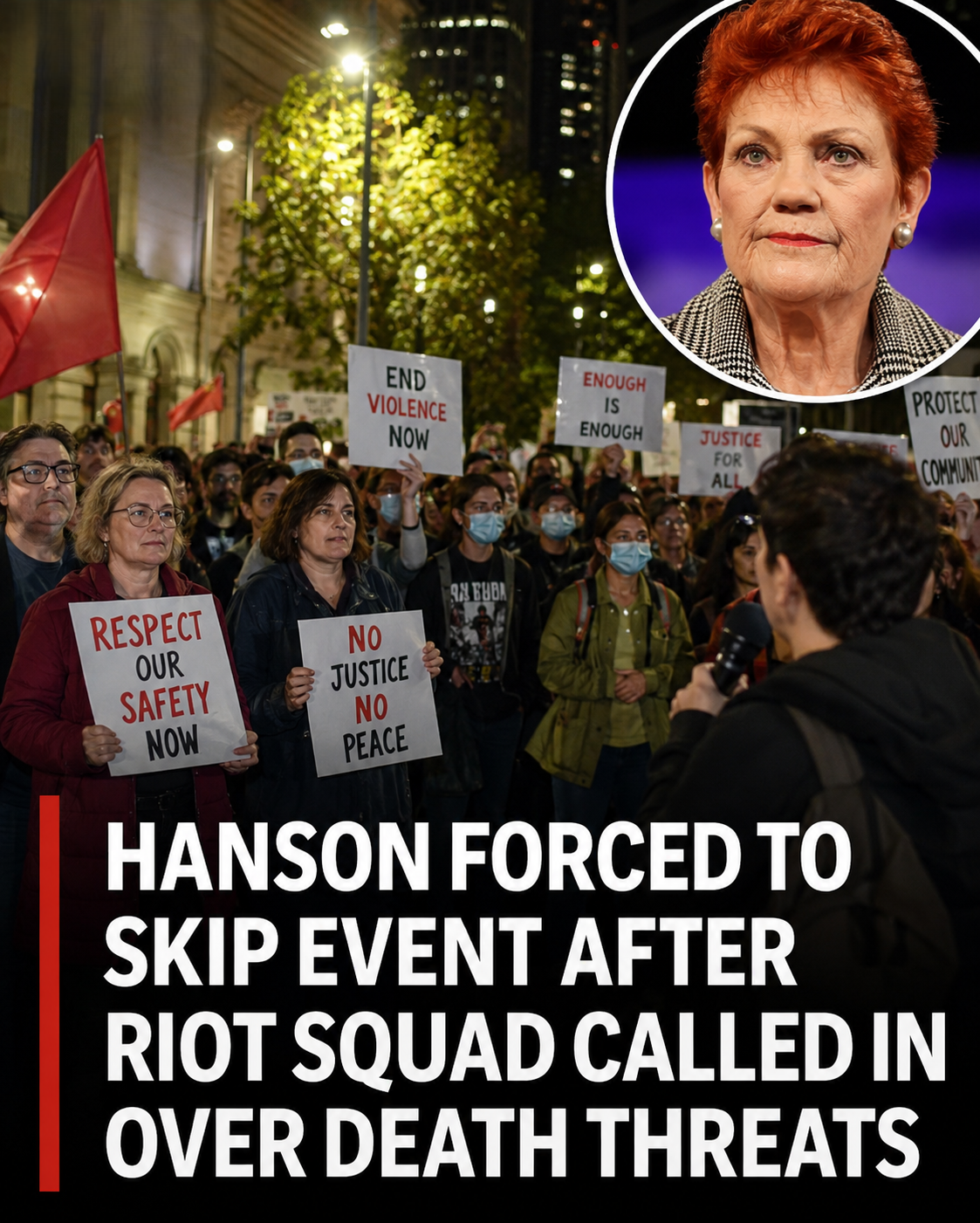 Protesters gather outside Pauline Hanson charity event in Sydney