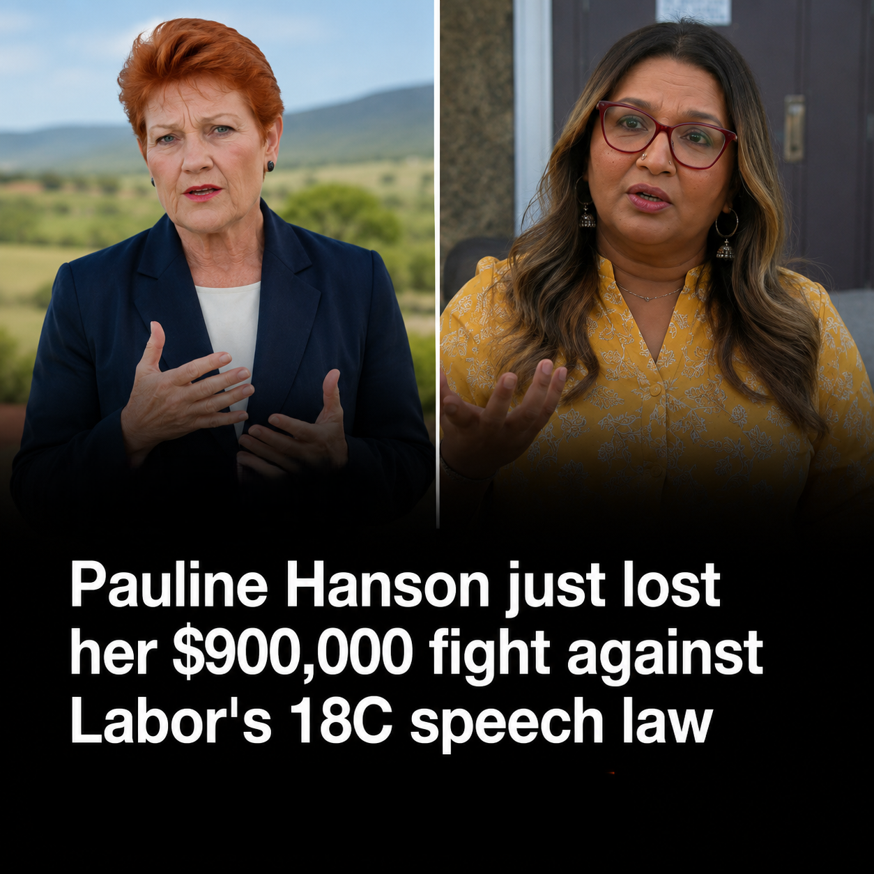 Pauline Hanson after the Federal Court dismissed her appeal over the Mehreen Faruqi racial discrimination case