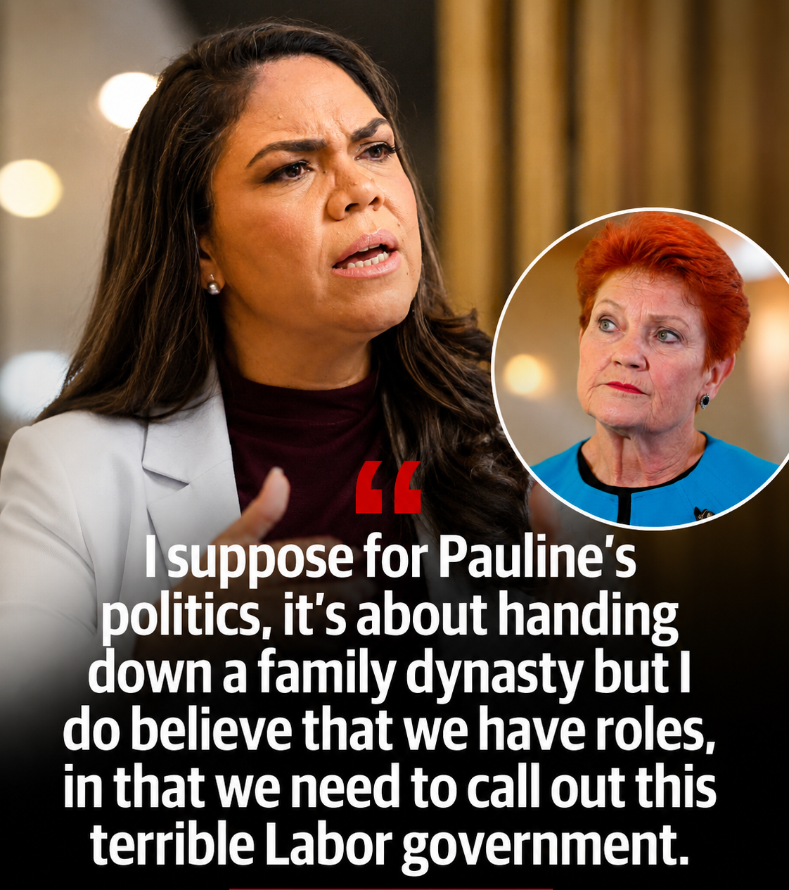 Political debate involving Jacinta Nampijinpa Price and Pauline Hanson