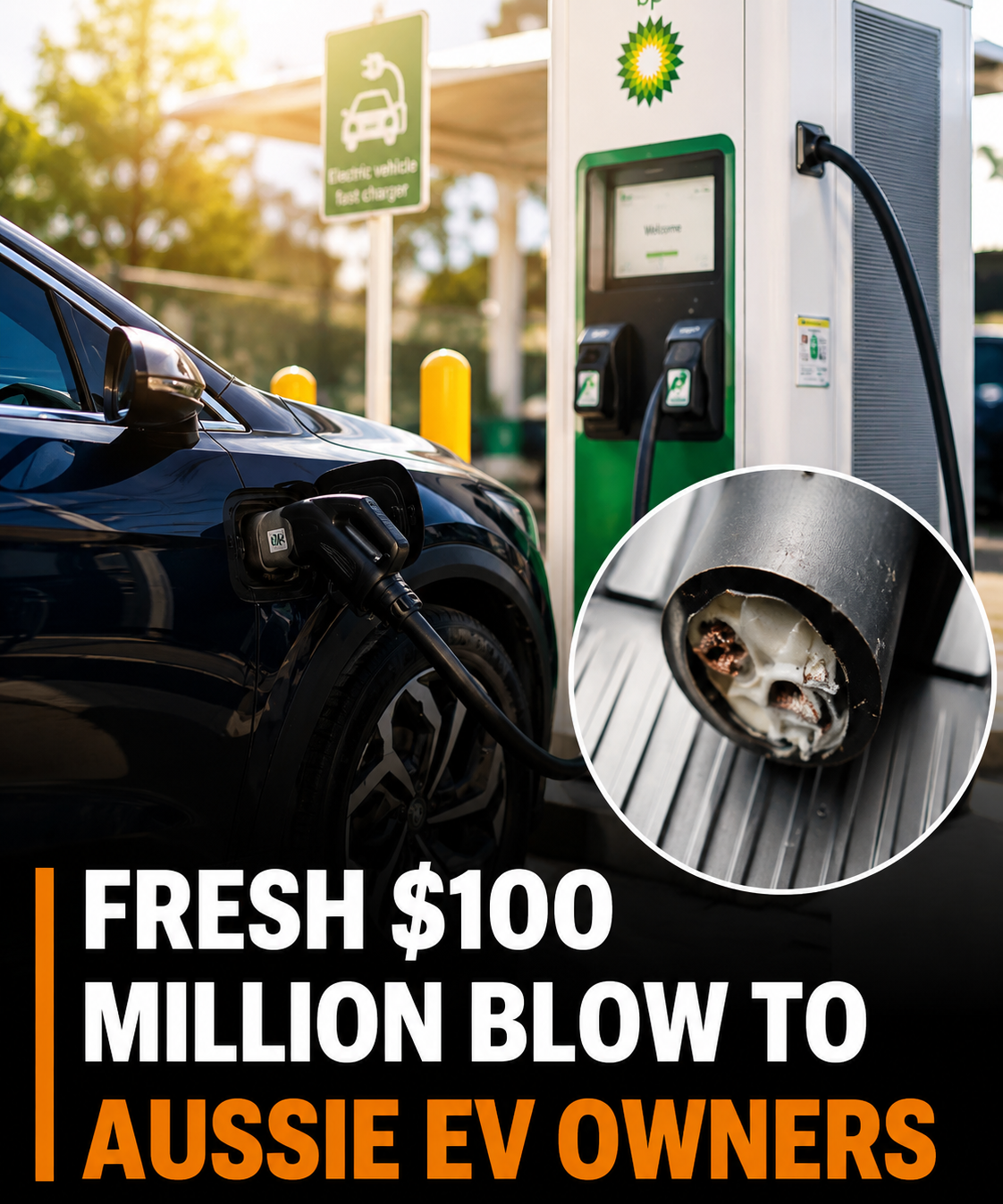 Electric vehicle charging station affected by copper theft