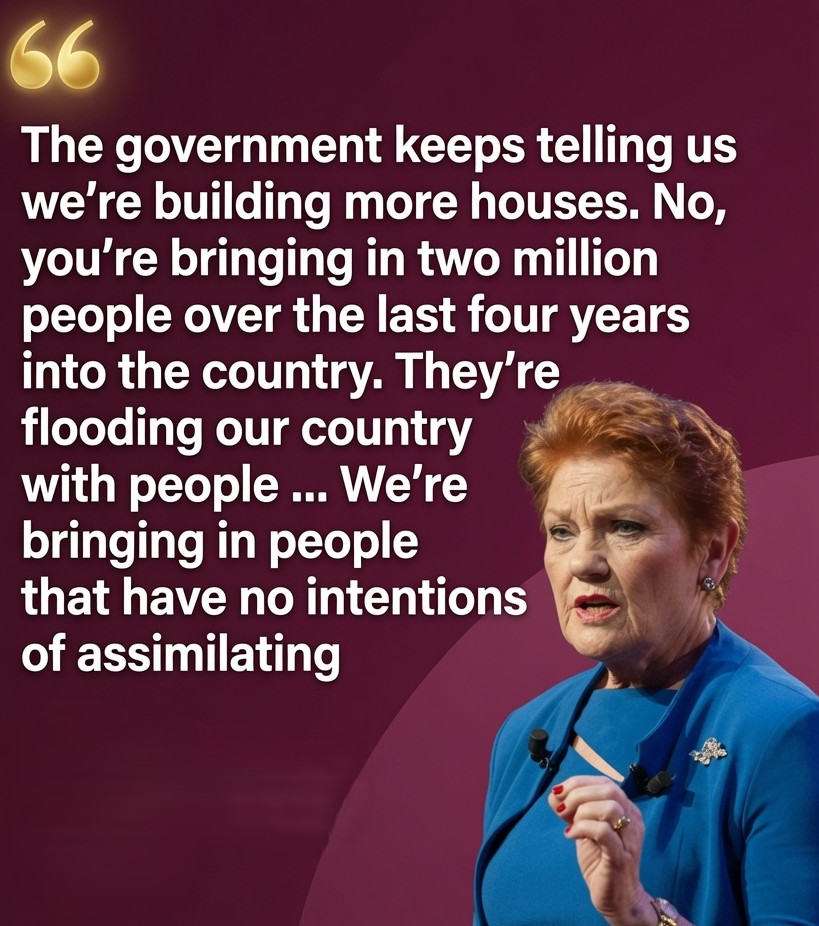 Pauline Hanson speaking at a conservative conference in London