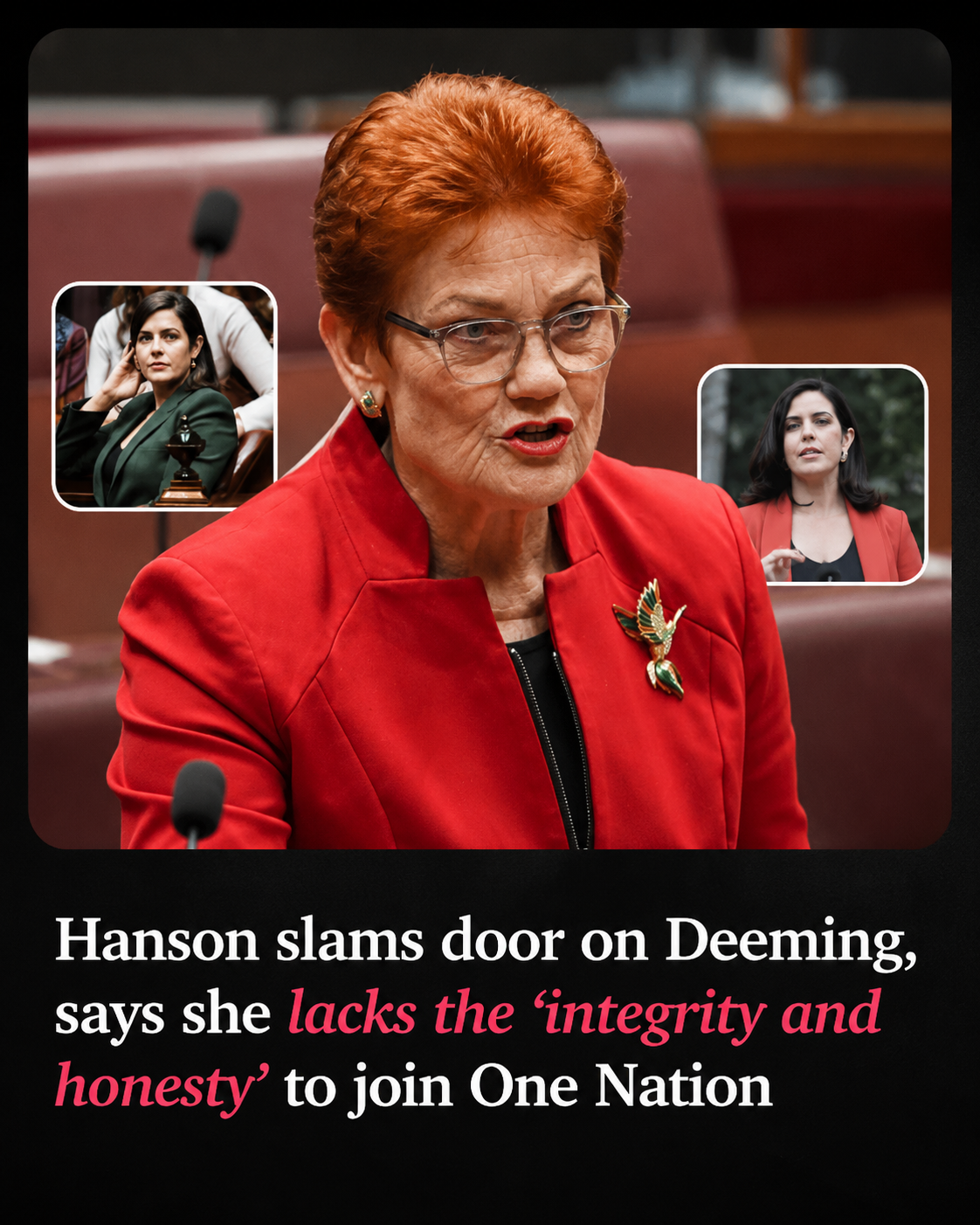 Pauline Hanson comments on Moira Deeming's political future