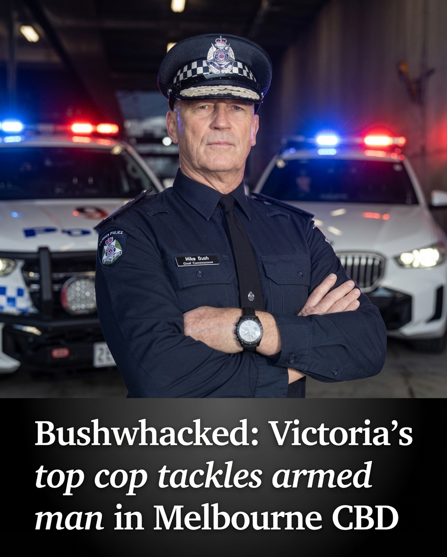 Victoria Police Chief Commissioner Mike Bush after assisting officers during an arrest in Melbourne CBD
