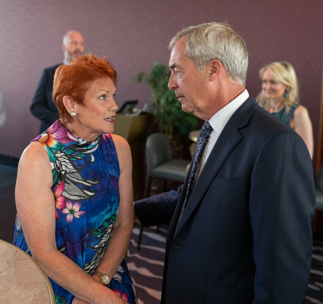 Pauline Hanson meets Nigel Farage during CPAC Great Britain in London