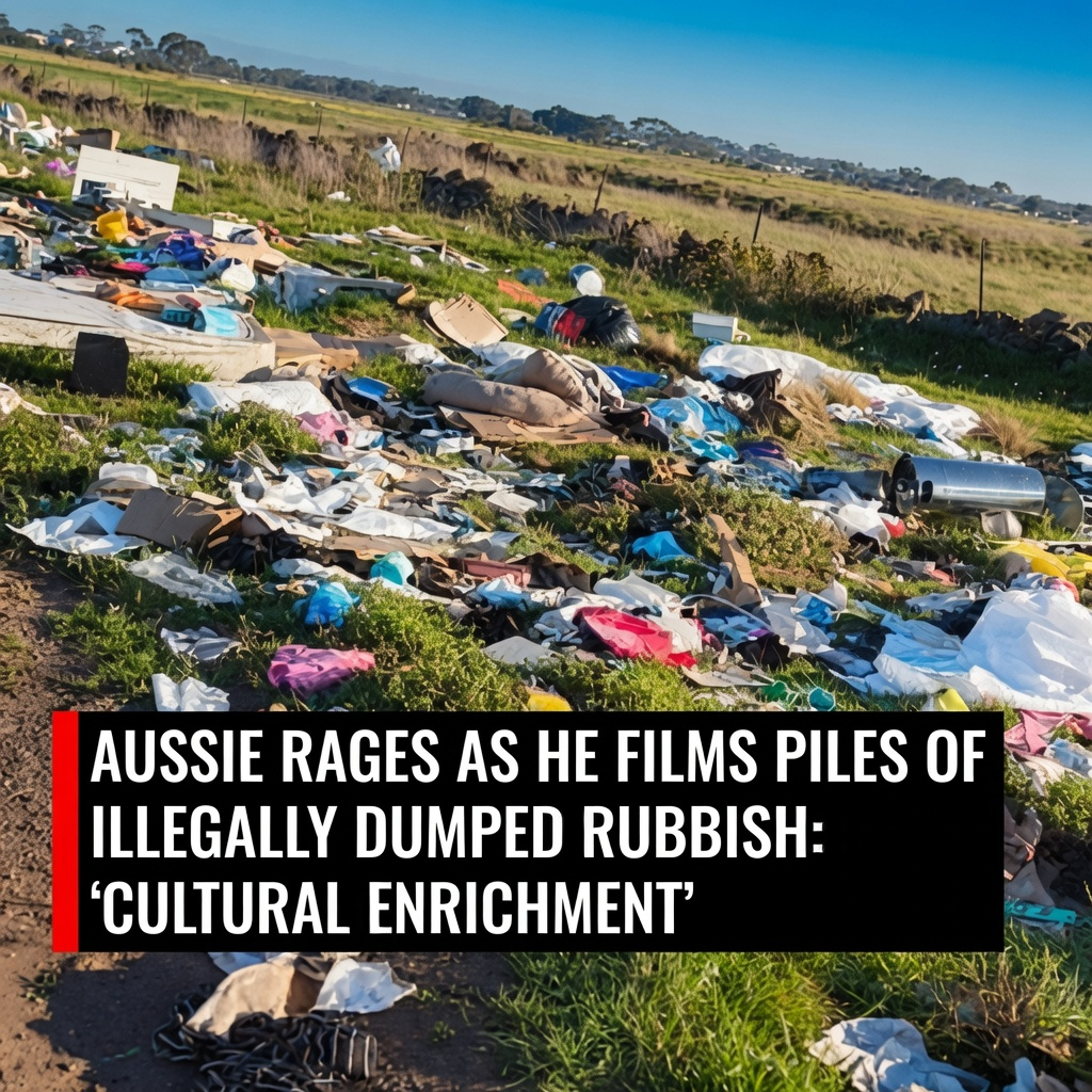 Illegal rubbish dumped beside farmland on Melbourne's western outskirts