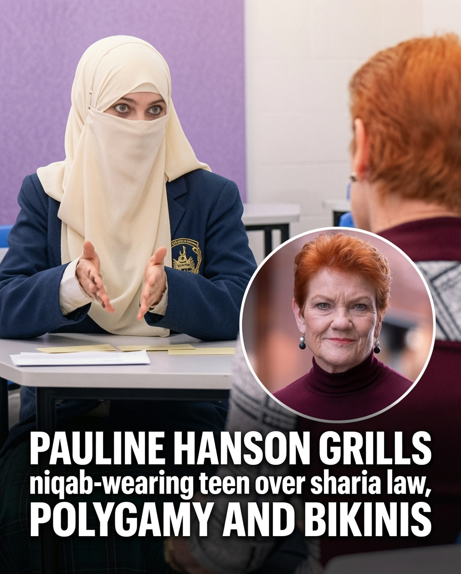 Pauline Hanson speaking with students at the Islamic College of Brisbane during Seven's Spotlight documentary