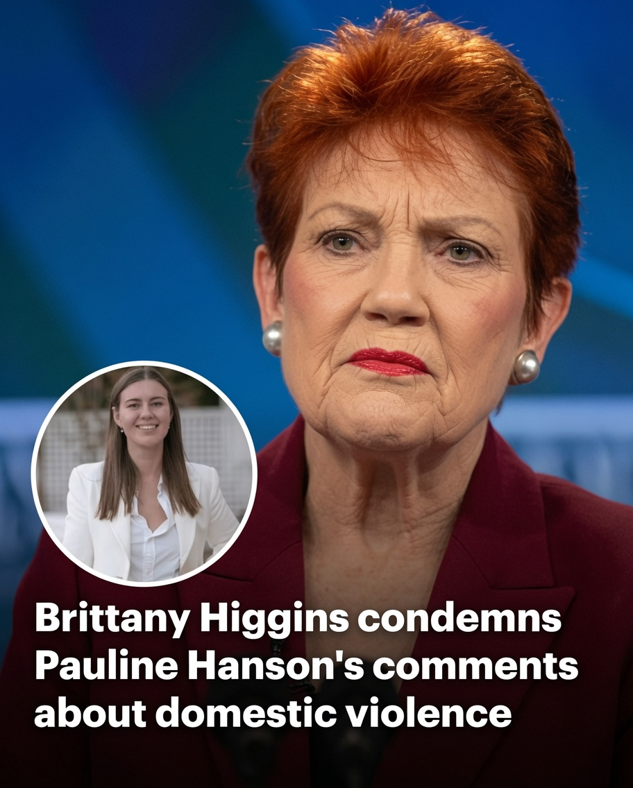 One Nation leader Pauline Hanson during a media appearance as domestic violence comments spark political backlash