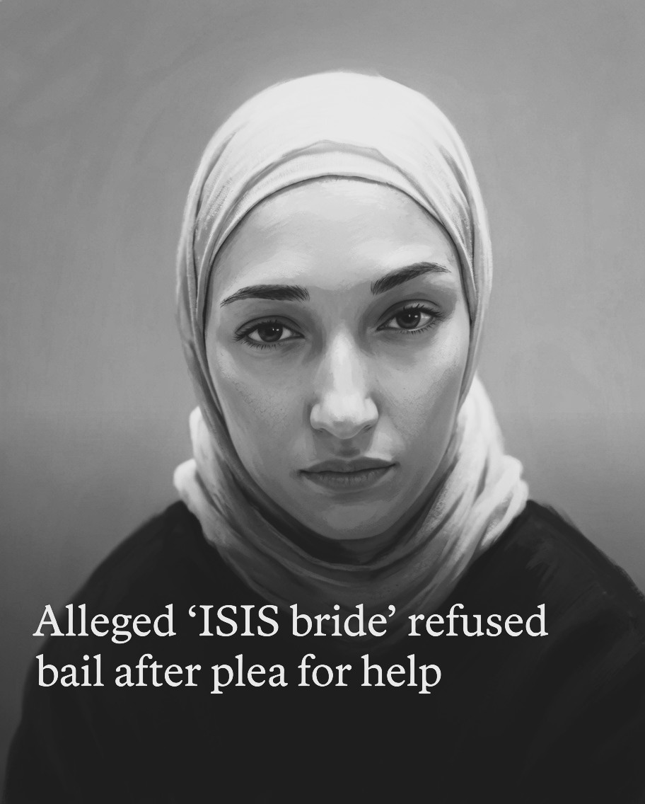 Court sketch of alleged ISIS bride Janai Samarra Safar following her return to Australia