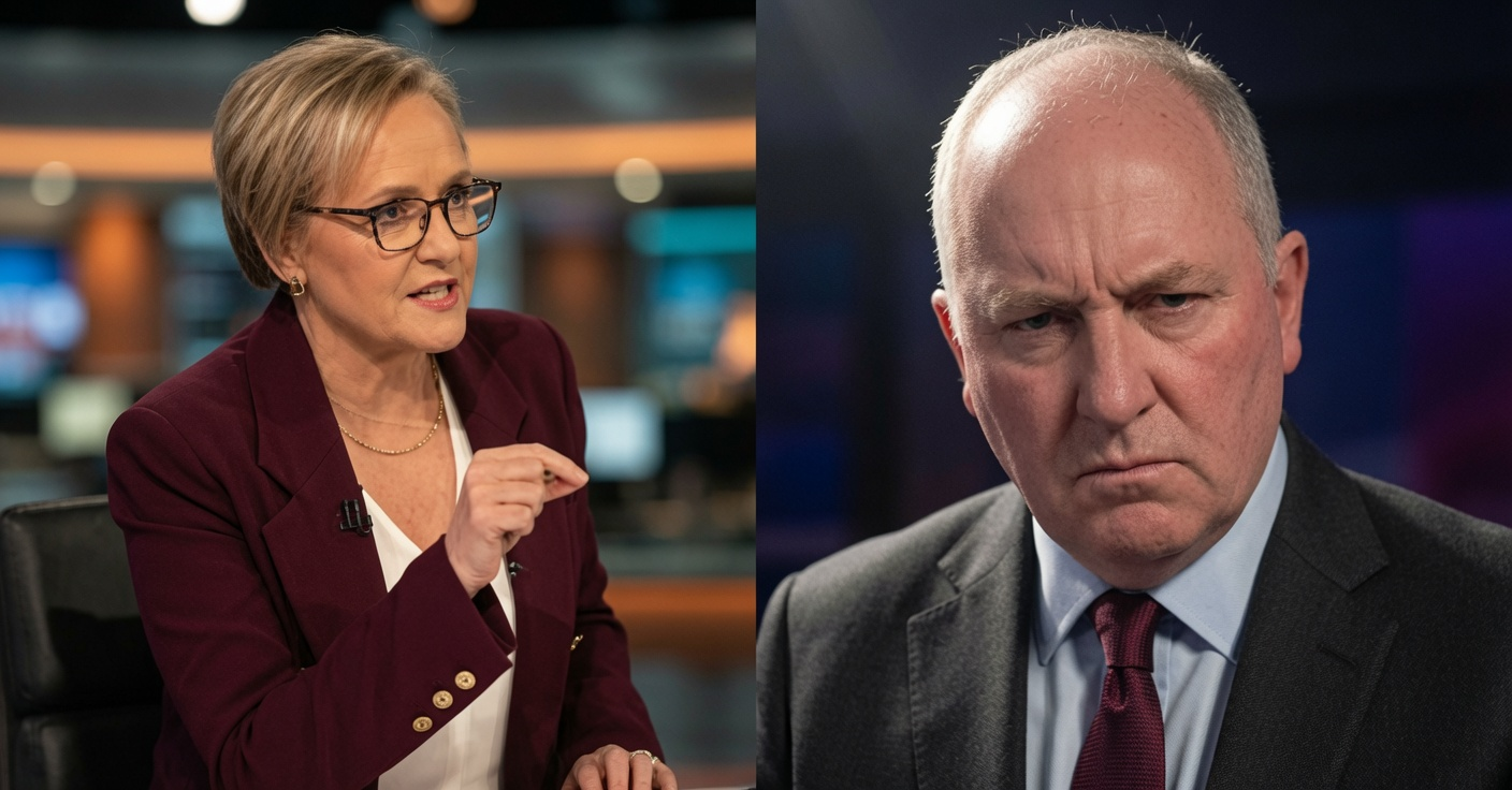 Barnaby Joyce during his televised interview with ABC 7.30 host Sarah Ferguson