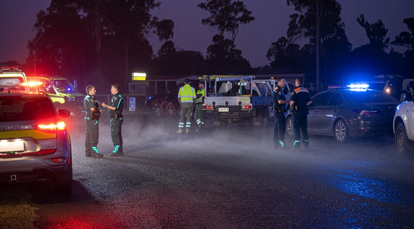 Queensland police officers at the scene of a domestic violence incident in Yengarie on the Fraser Coast