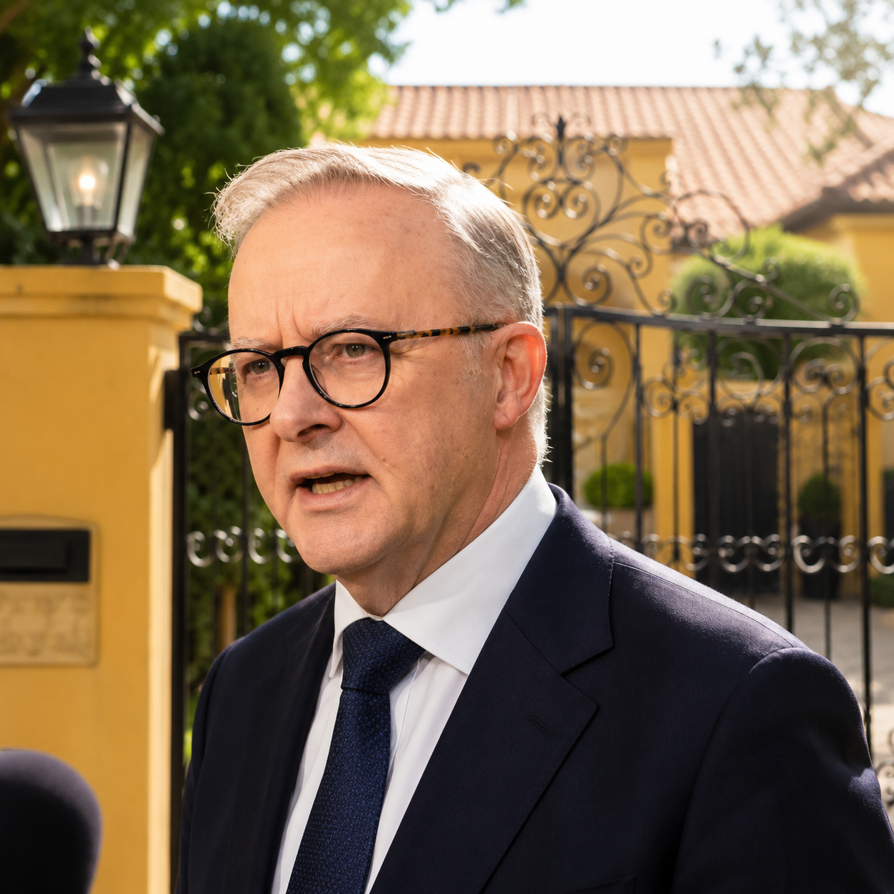 Prime Minister Anthony Albanese speaking during a media interview about political fundraising