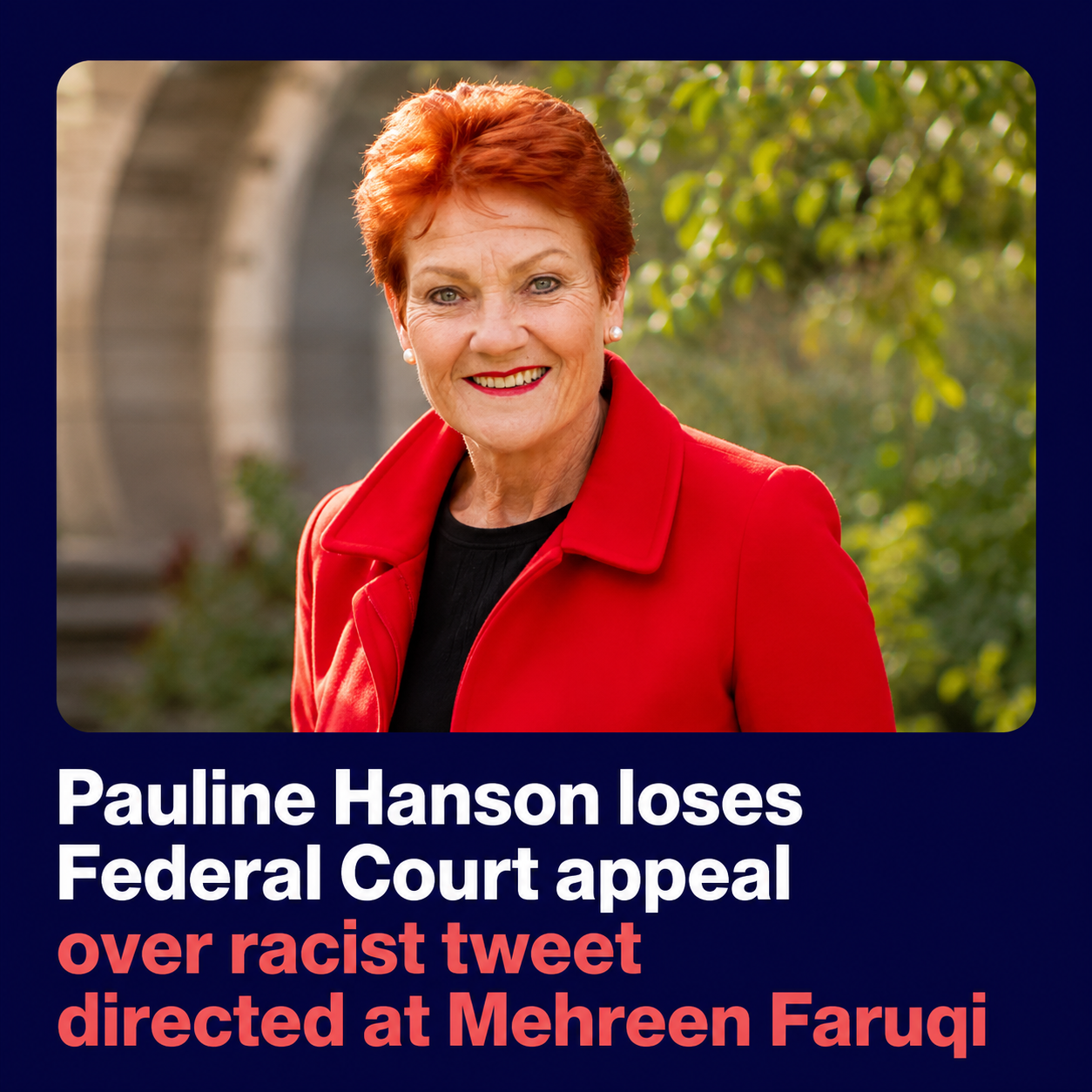 Pauline Hanson after Federal Court dismissed her appeal in racial discrimination case