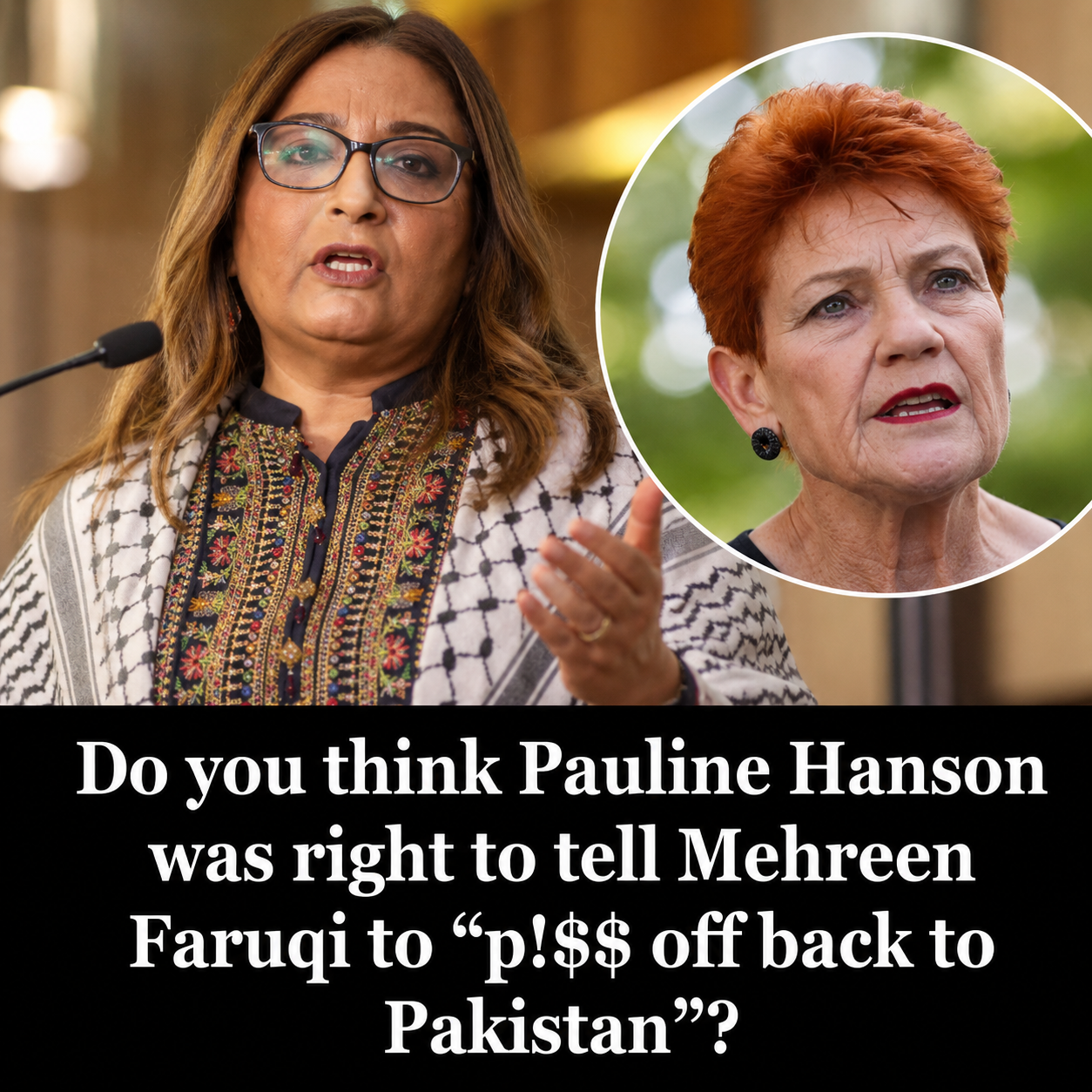 Pauline Hanson and Mehreen Faruqi following the Federal Court appeal decision