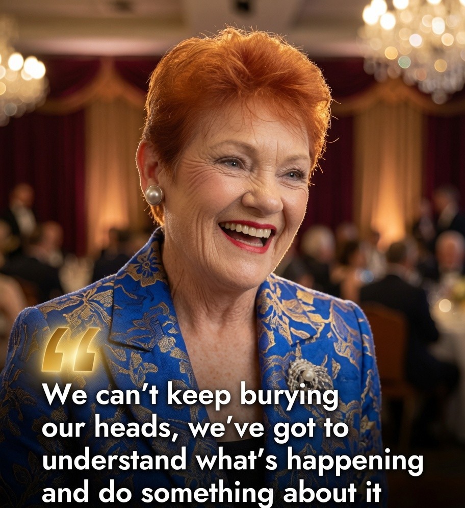 Pauline Hanson speaking at a sold-out breakfast event in Perth following her European fact-finding tour