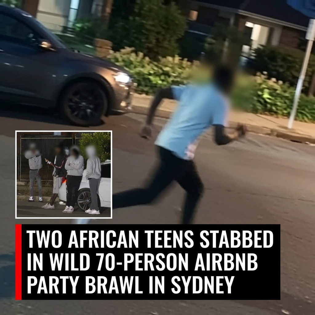 Police responding after a large brawl at a short-term rental property in Austral in Sydney's south-west