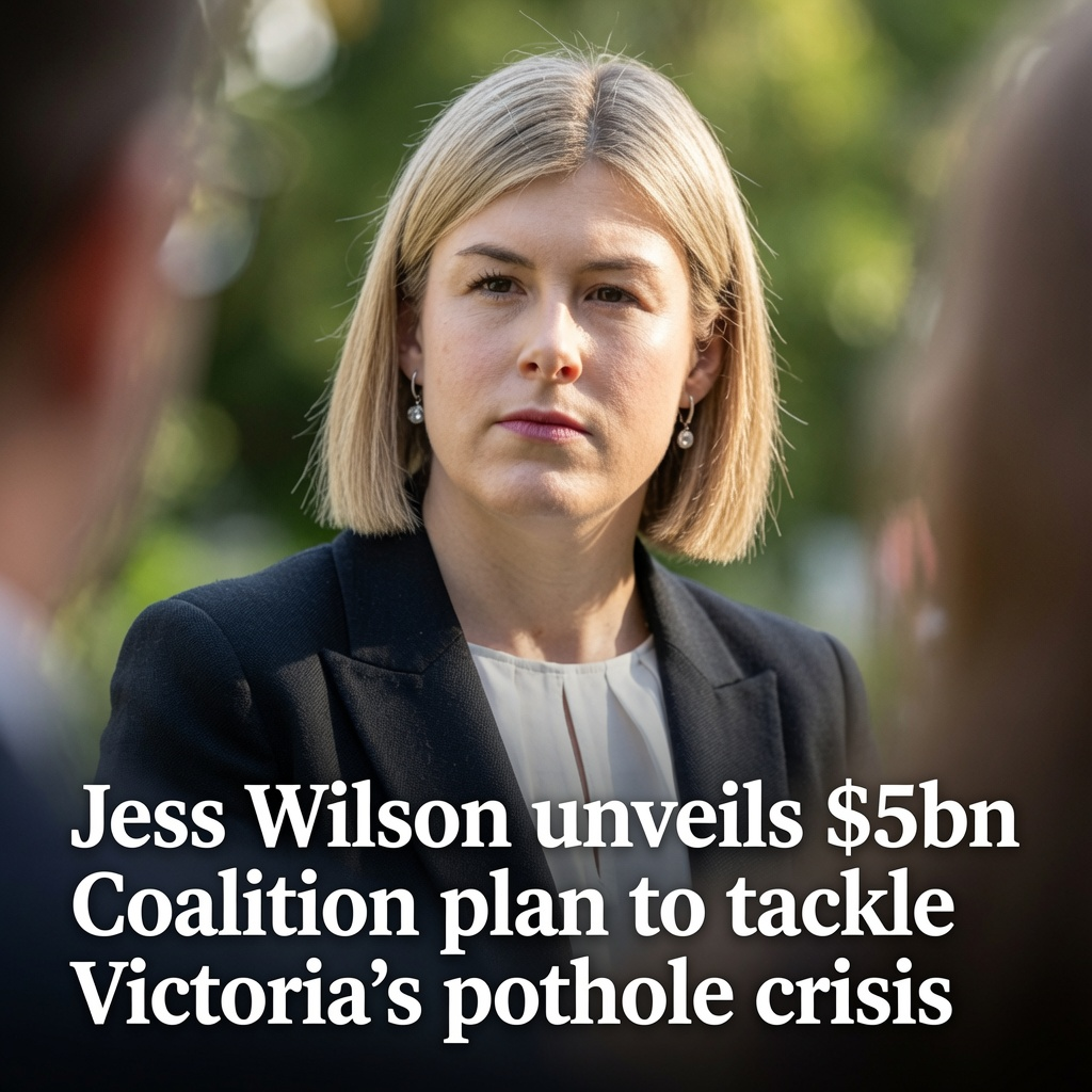 Damaged Victorian road as the Coalition promises a five billion dollar maintenance program to tackle potholes