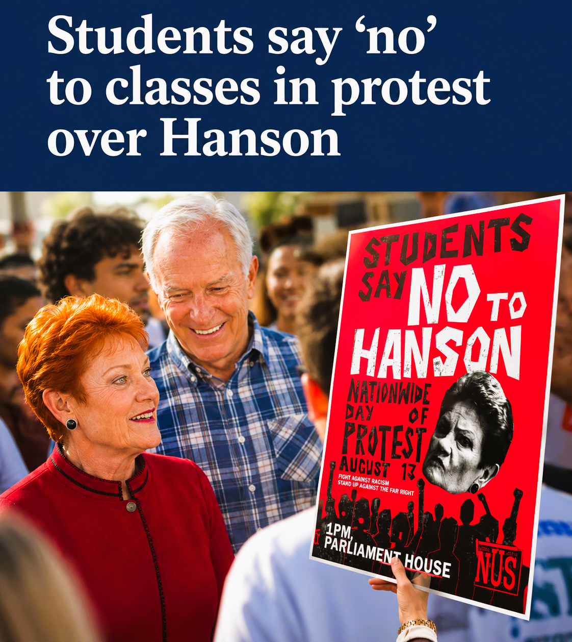 Students preparing to protest against Pauline Hanson and One Nation