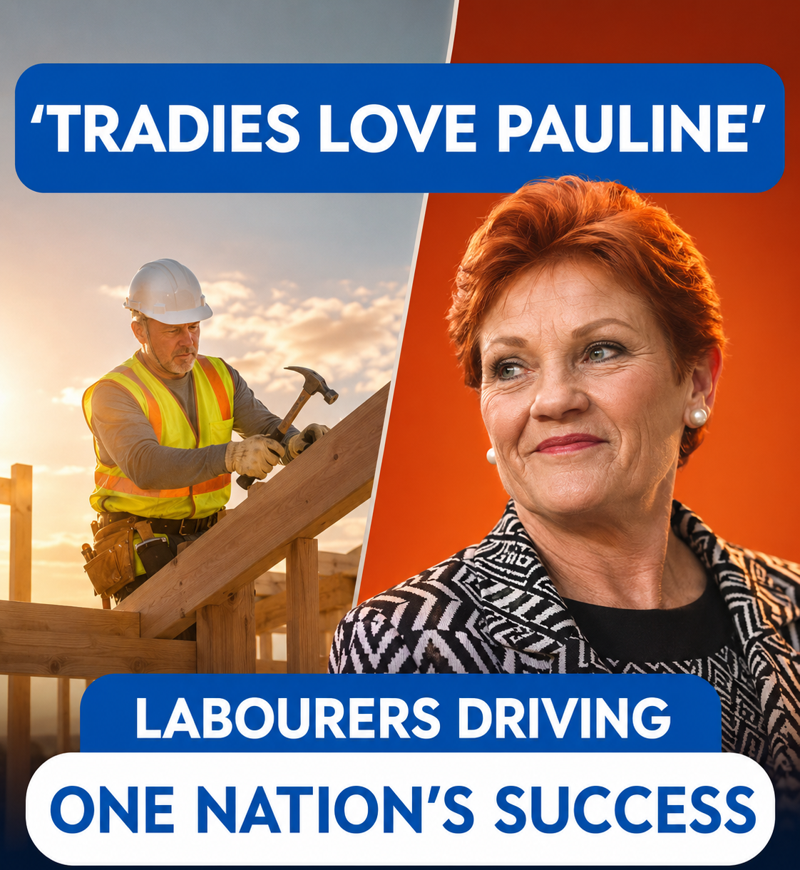 Pauline Hanson speaks as One Nation gains support among Australian tradies and labourers