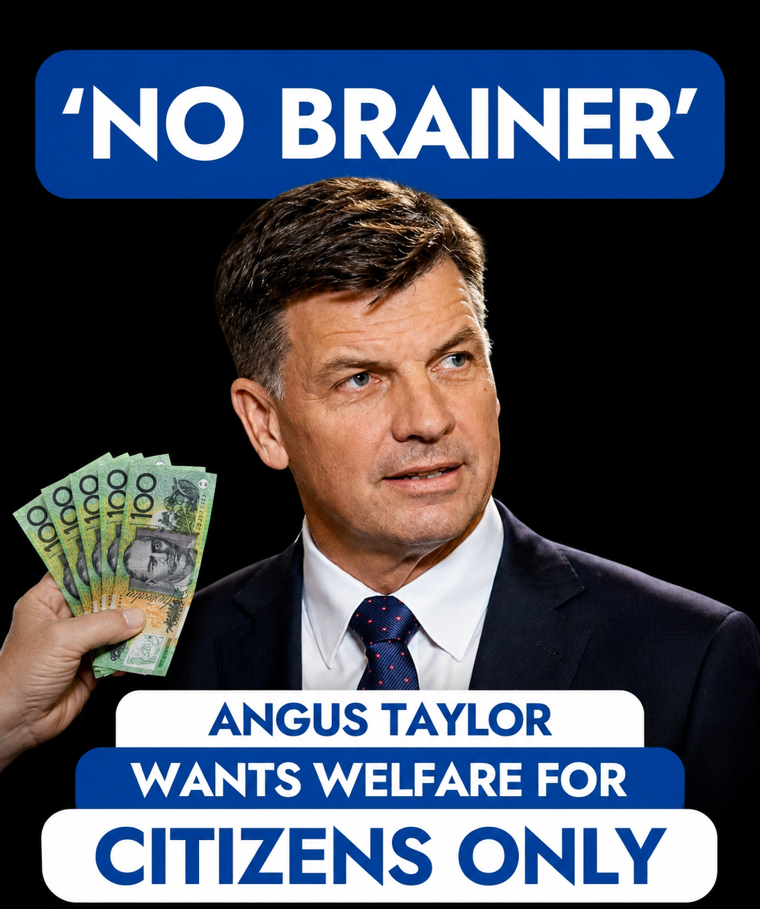 Opposition Leader Angus Taylor speaking about welfare and citizenship reforms