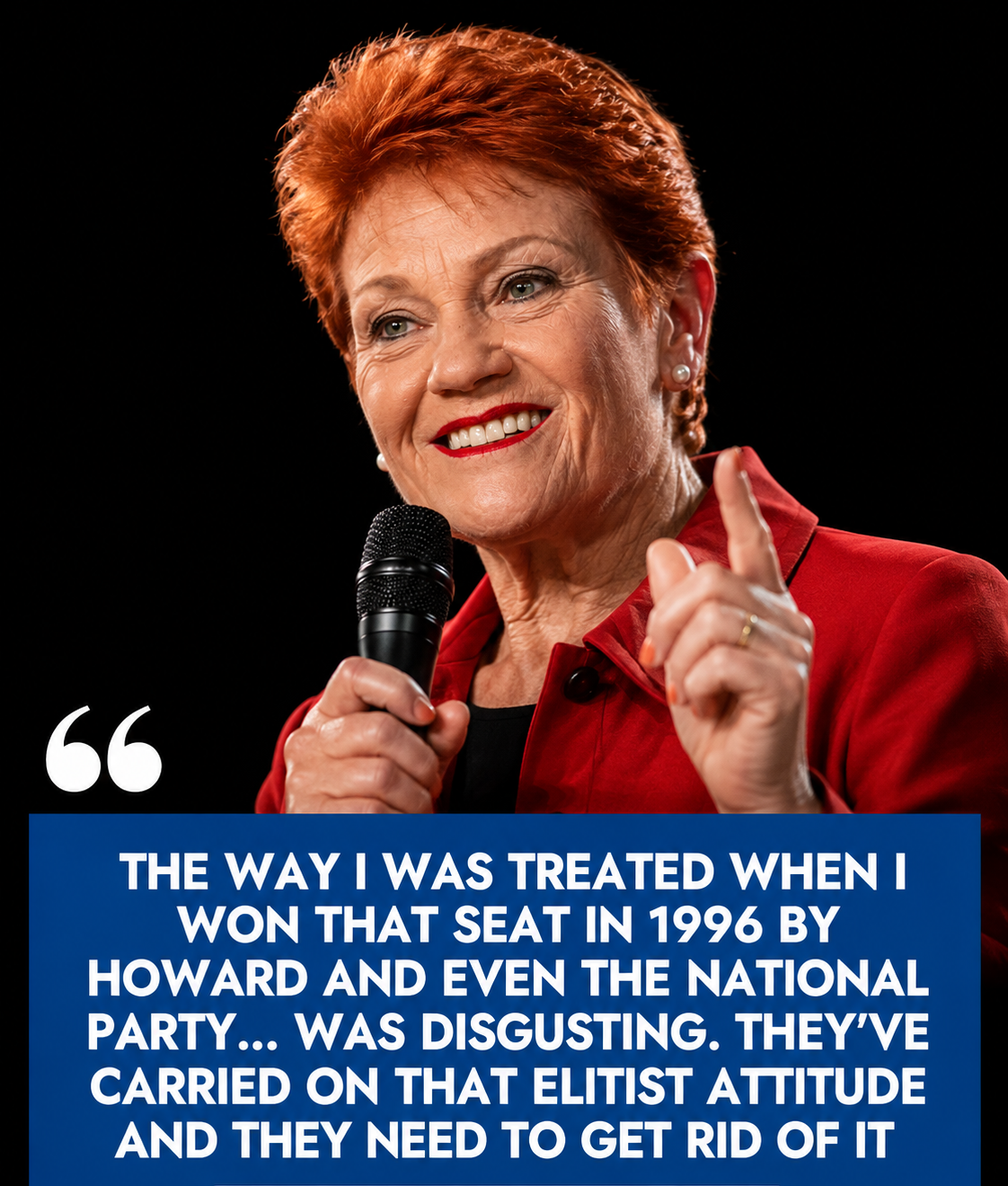 Pauline Hanson speaking during an interview about the Coalition and One Nation