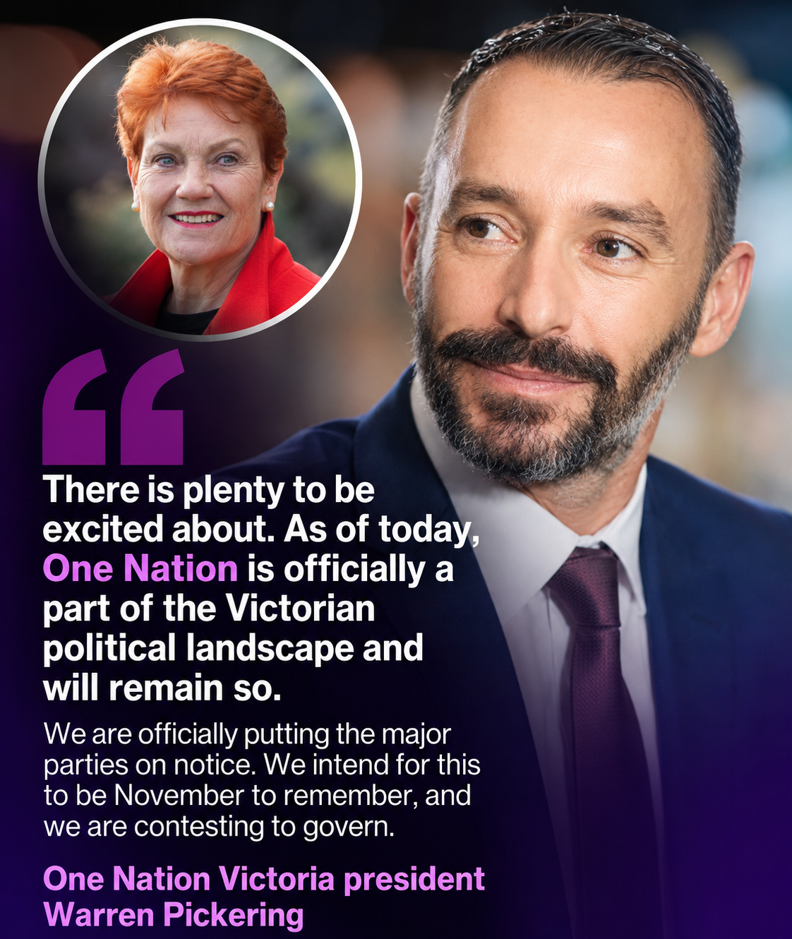Pauline Hanson launches One Nation's Victorian election campaign with Warren Pickering and the party's first candidates
