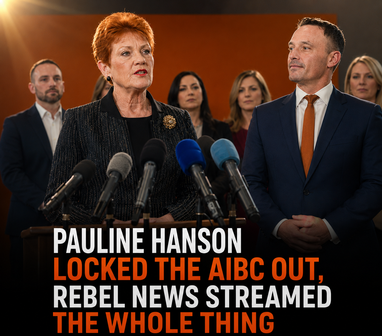 Pauline Hanson speaks at One Nation's Victorian campaign launch as Rebel News livestreams the event