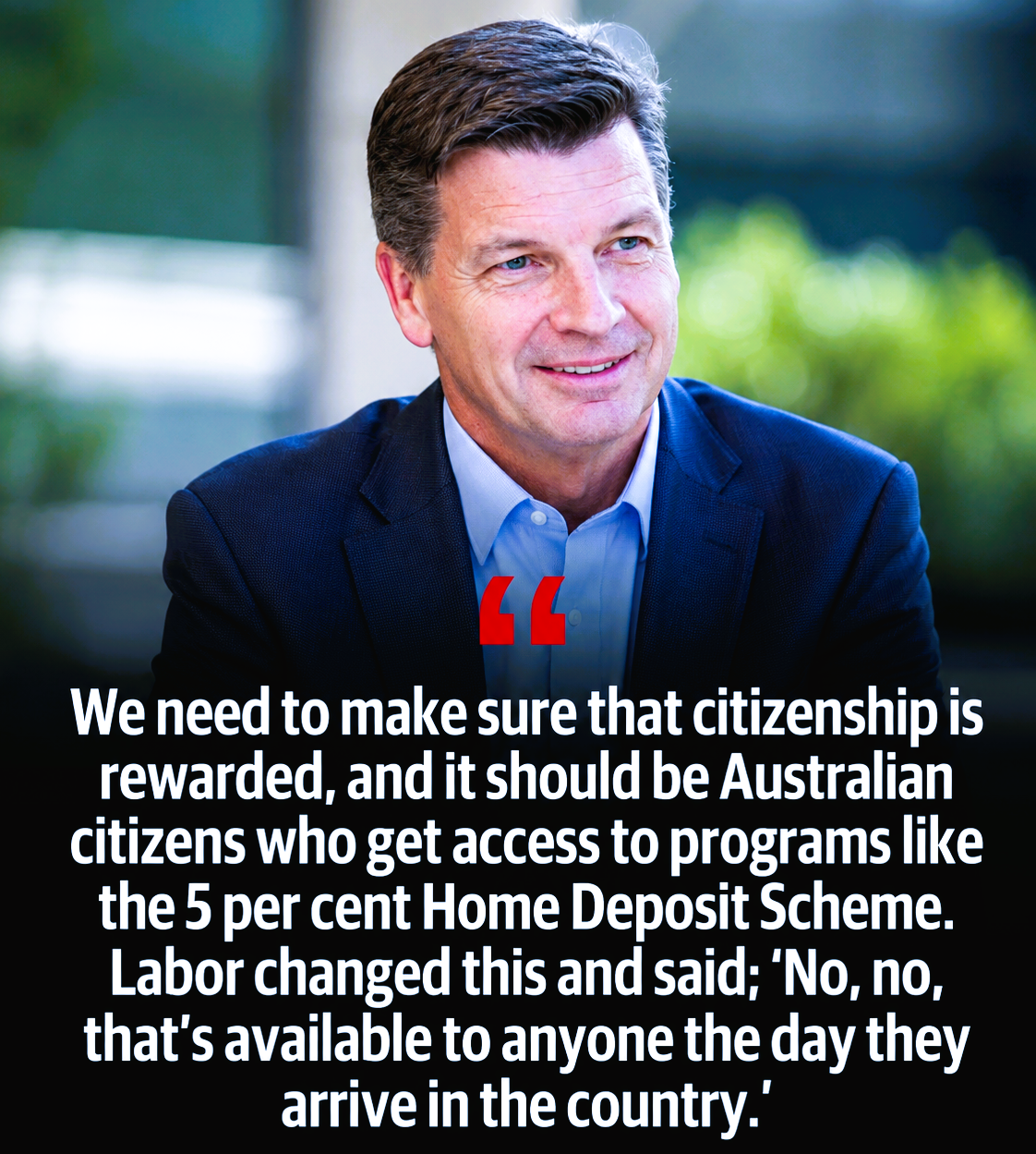 Opposition Leader Angus Taylor during a business breakfast where comments about migration and housing were recorded