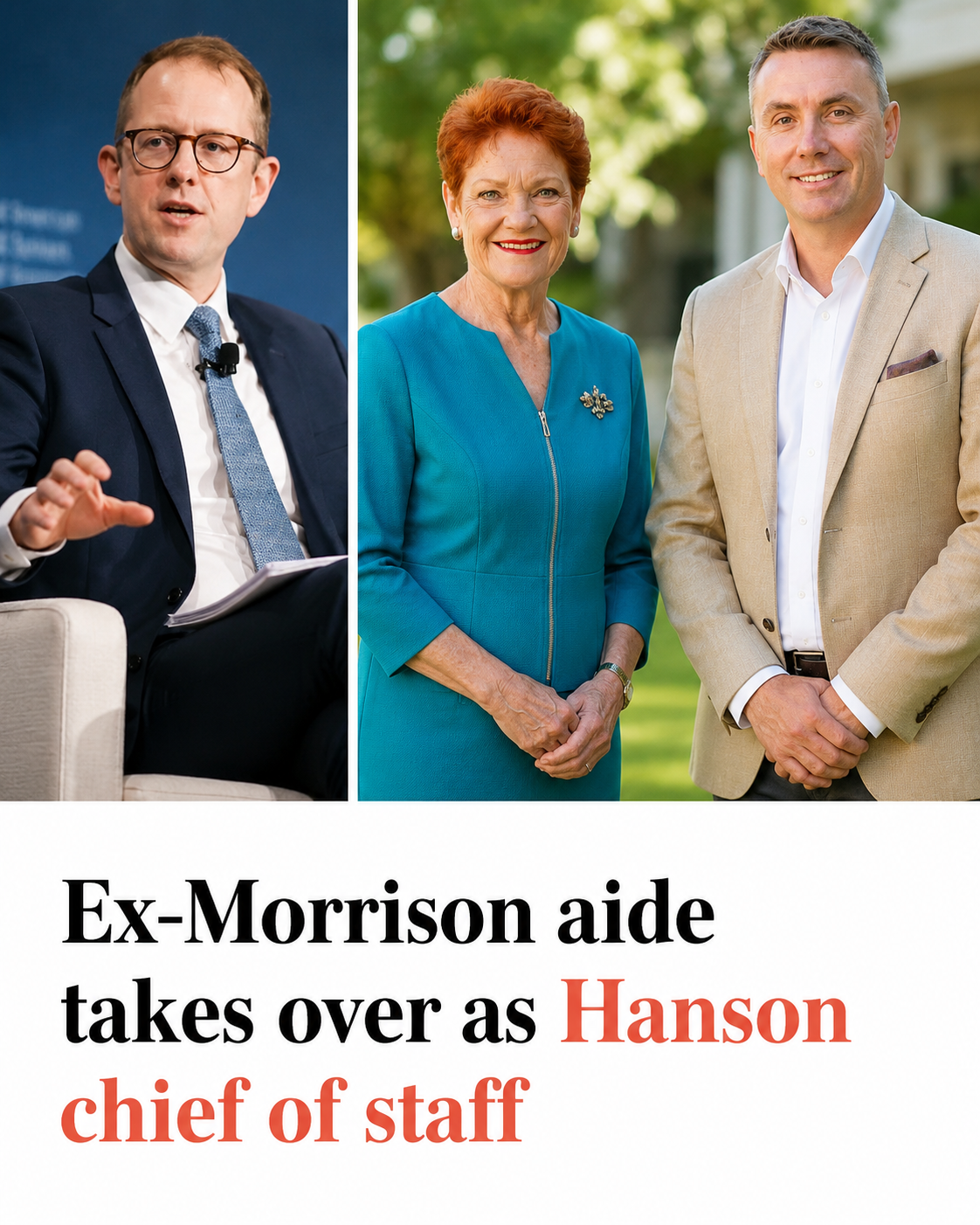 Pauline Hanson appoints former Morrison adviser Chris Taylor as chief of staff while James Ashby moves to Party Director