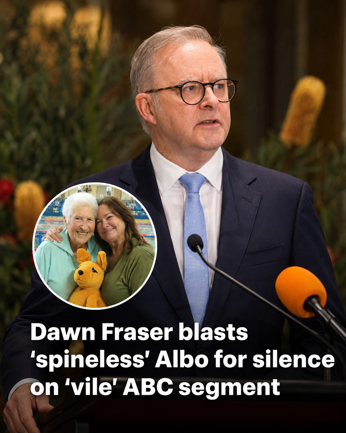 Olympic legend Dawn Fraser criticises Prime Minister Anthony Albanese over the ABC Gina Rinehart controversy