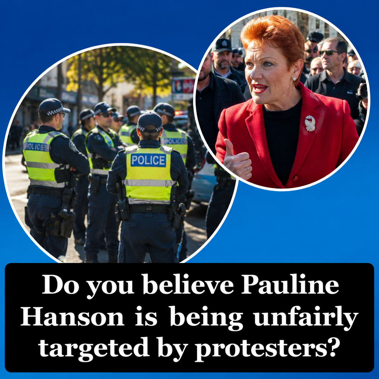 Victoria Police separate protesters and One Nation supporters outside the Tower Hotel in Hawthorn during Pauline Hanson's campaign launch