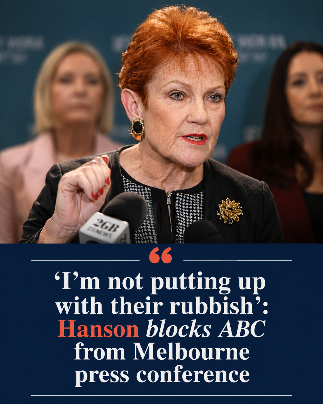 Pauline Hanson arrives at a One Nation campaign event in Melbourne amid protests and heavy police security