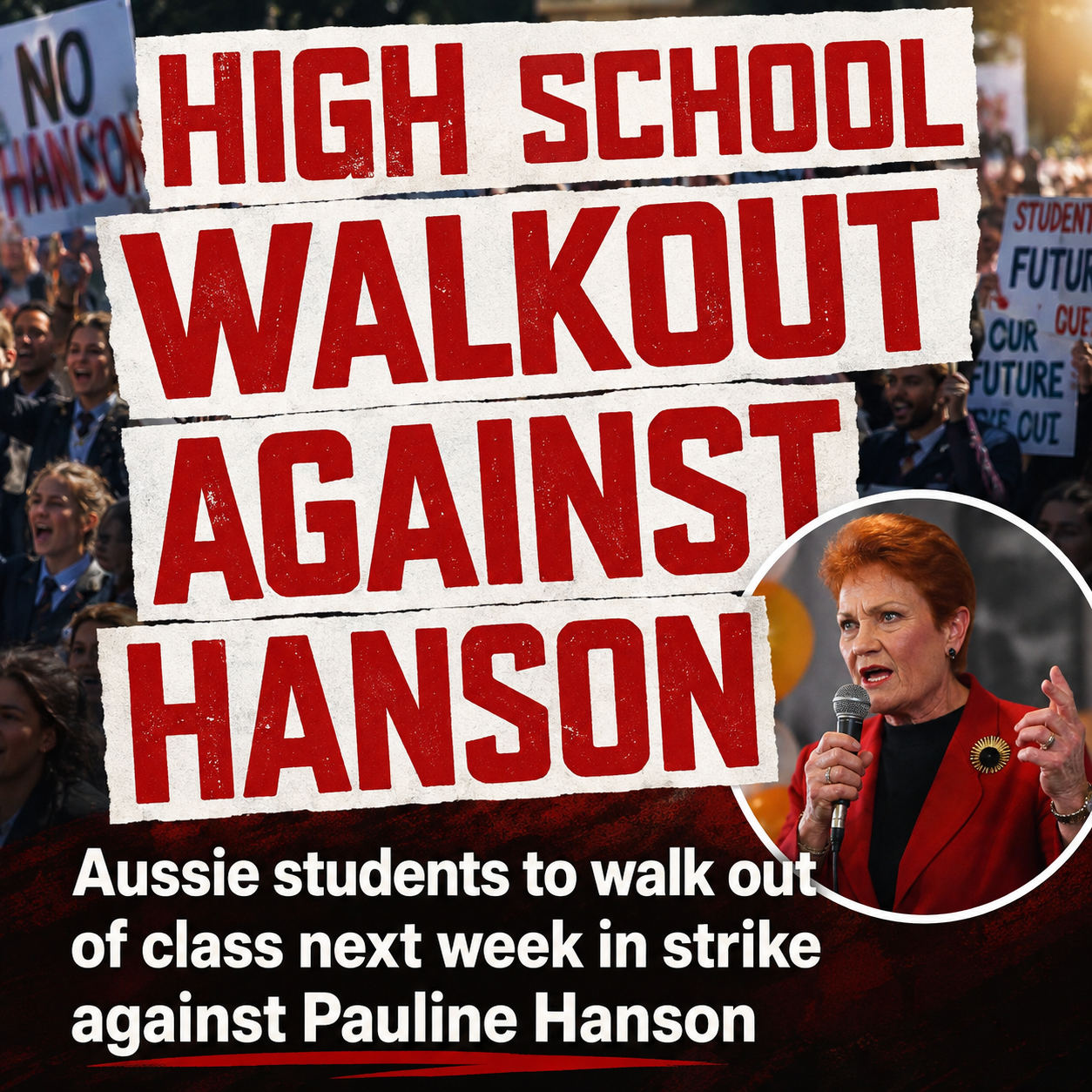 Students preparing for the nationwide Students Say No to Hanson protest against Pauline Hanson and One Nation