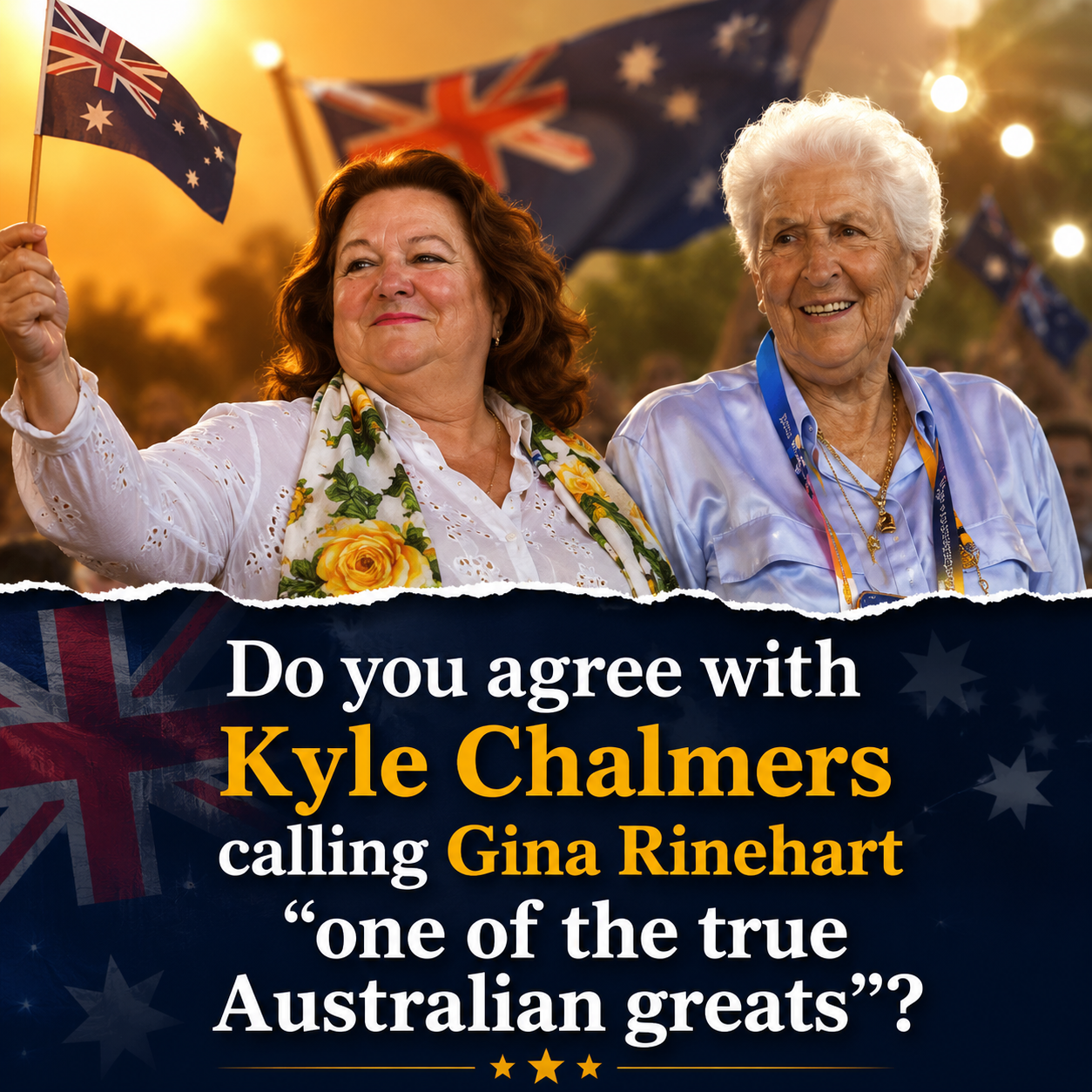 Australian swimmers Kyle Chalmers and Elijah Winnington thank Gina Rinehart following the Commonwealth Games