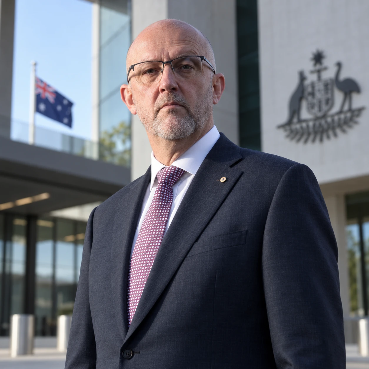 ASIO director-general Mike Burgess outside a government building