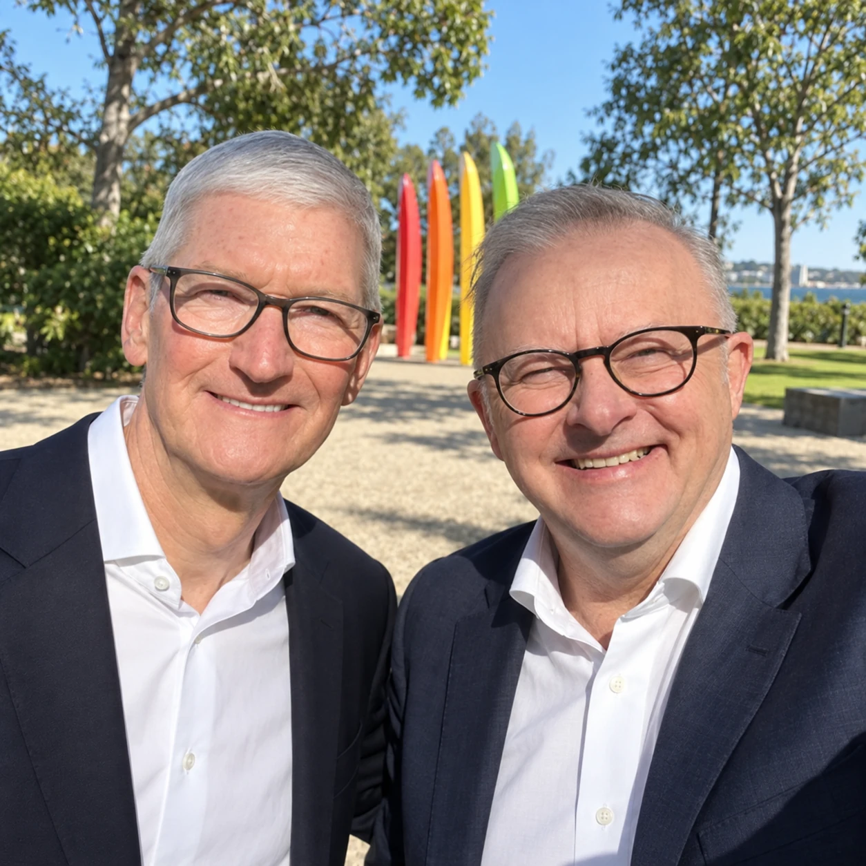 Anthony Albanese with Apple executive Tim Cook