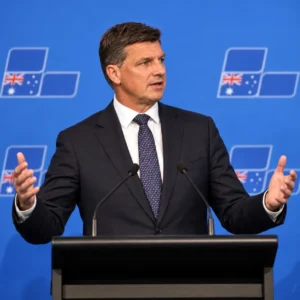 Angus Taylor speaking at a Liberal Party event