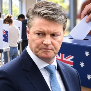 Ben Carroll pictured near an Australian voting booth