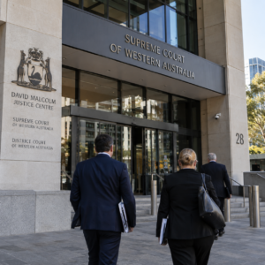 AI-generated illustrative image of the Supreme Court of Western Australia.