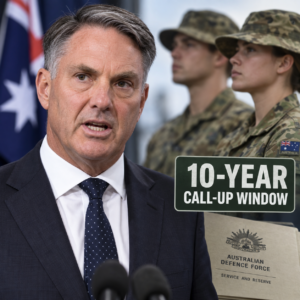 Richard Marles with Australian Defence Force personnel in an editorial image about the 10-year post-service call-up window