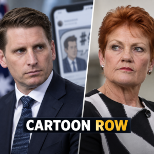 Andrew Hastie and Pauline Hanson in an editorial split image about a political cartoon dispute