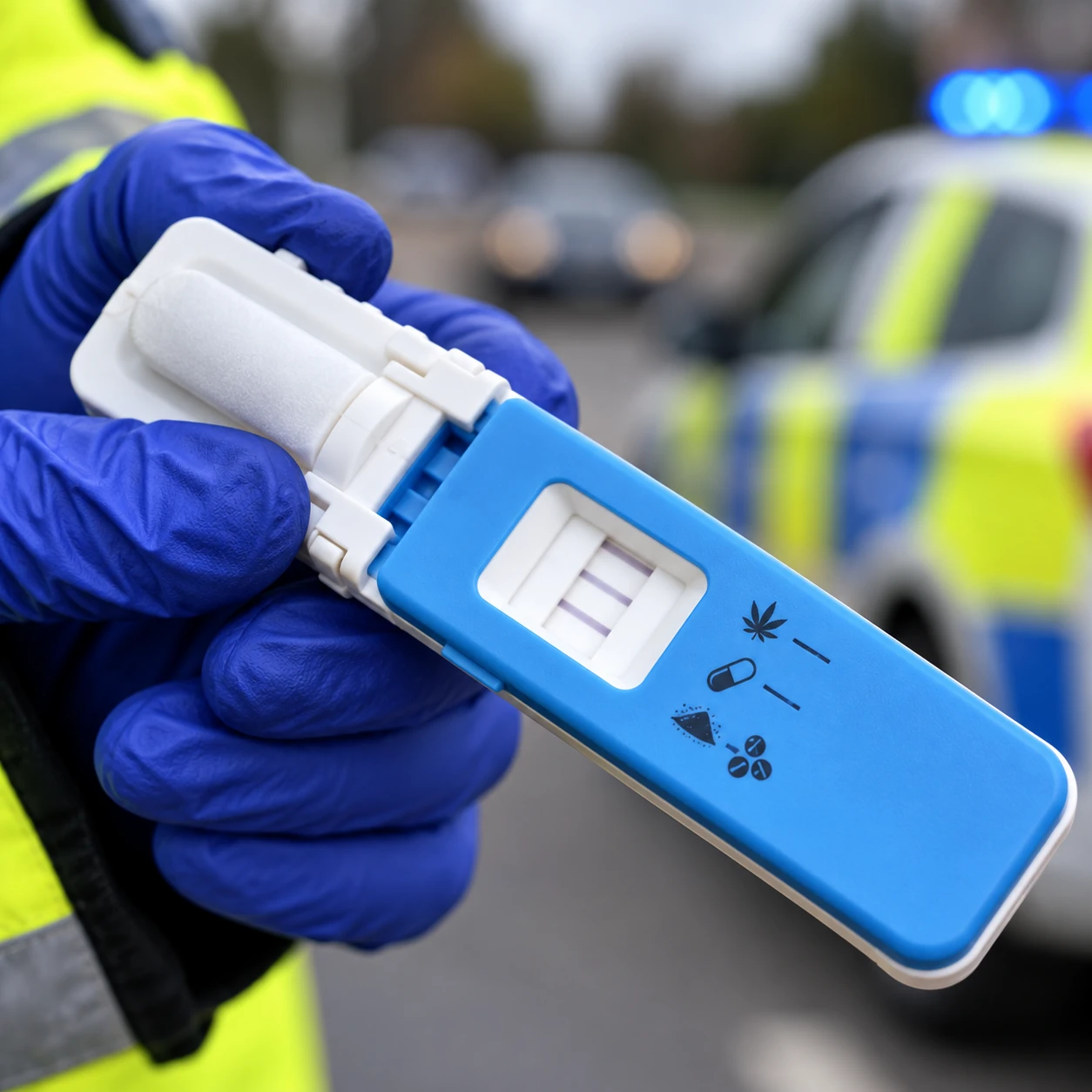 Roadside saliva drug testing device used for cannabis detection