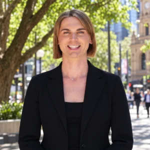 Olly Arkins outdoors in central Sydney
