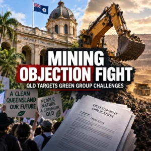 Editorial graphic about Queensland mining objection law changes