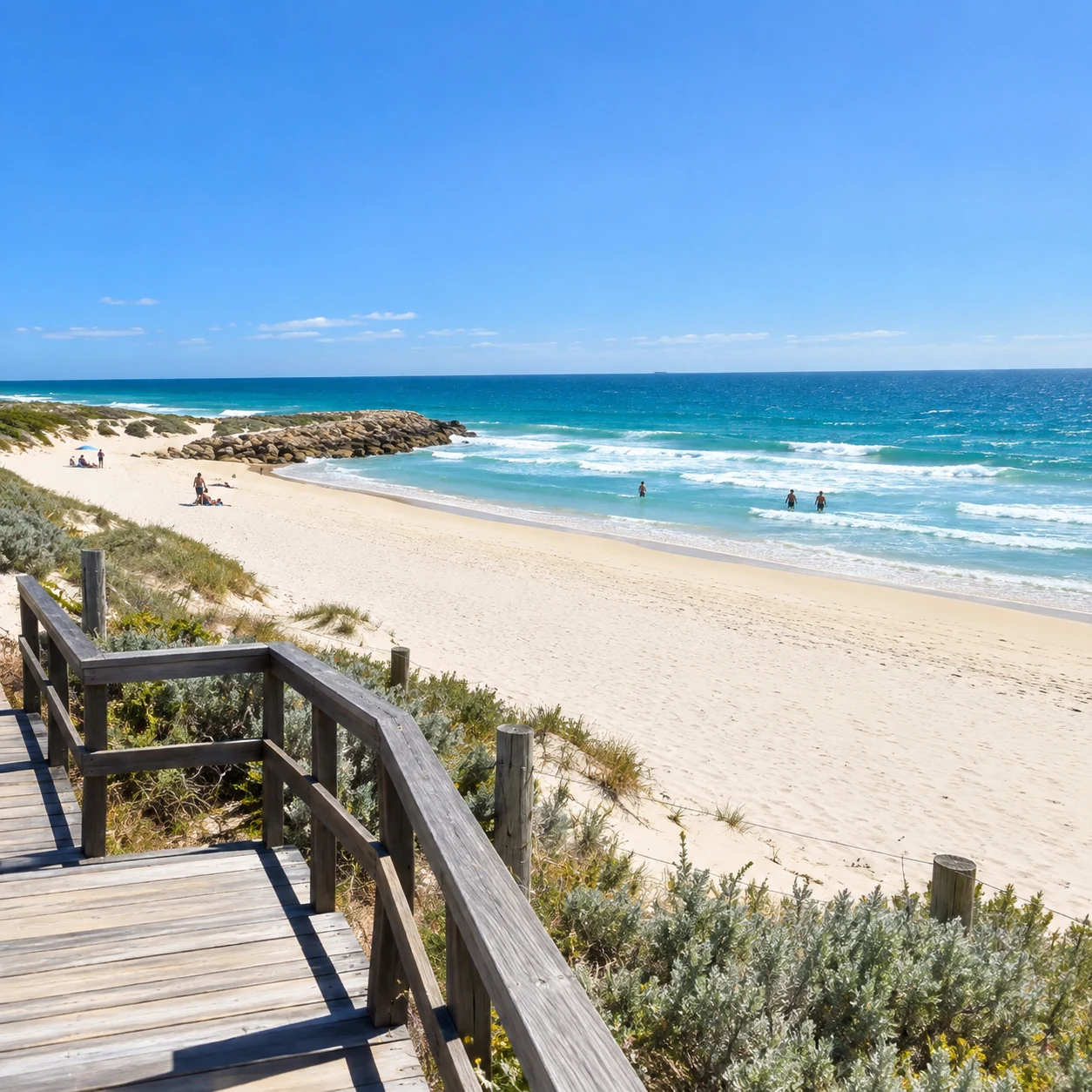 Sorrento Beach coastline in Perth on a clear day