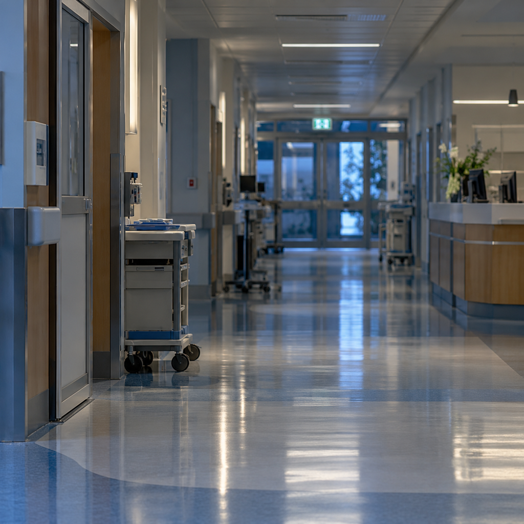 Illustration of an unoccupied hospital corridor, not the hospital or child featured in the coronial investigation.