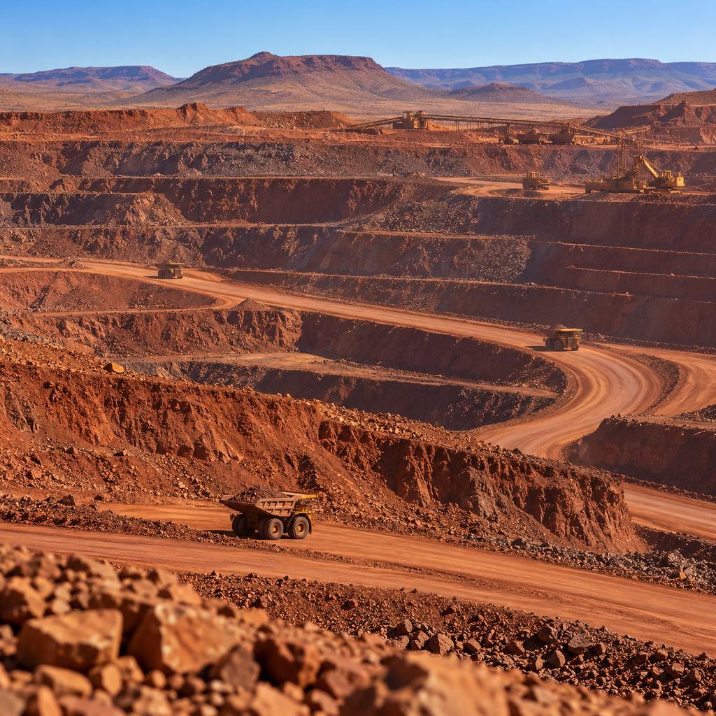 Illustrative Pilbara-style open-cut iron ore mine, not a photograph of the specific BHP sites or affected workers.
