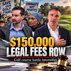 AI-assisted composite of golf course dispute and legal costs request; figures pictured separately