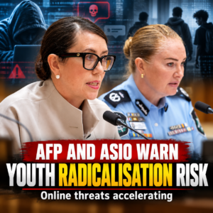 AFP and ASIO inquiry representatives; editorial image about online youth radicalisation risk.