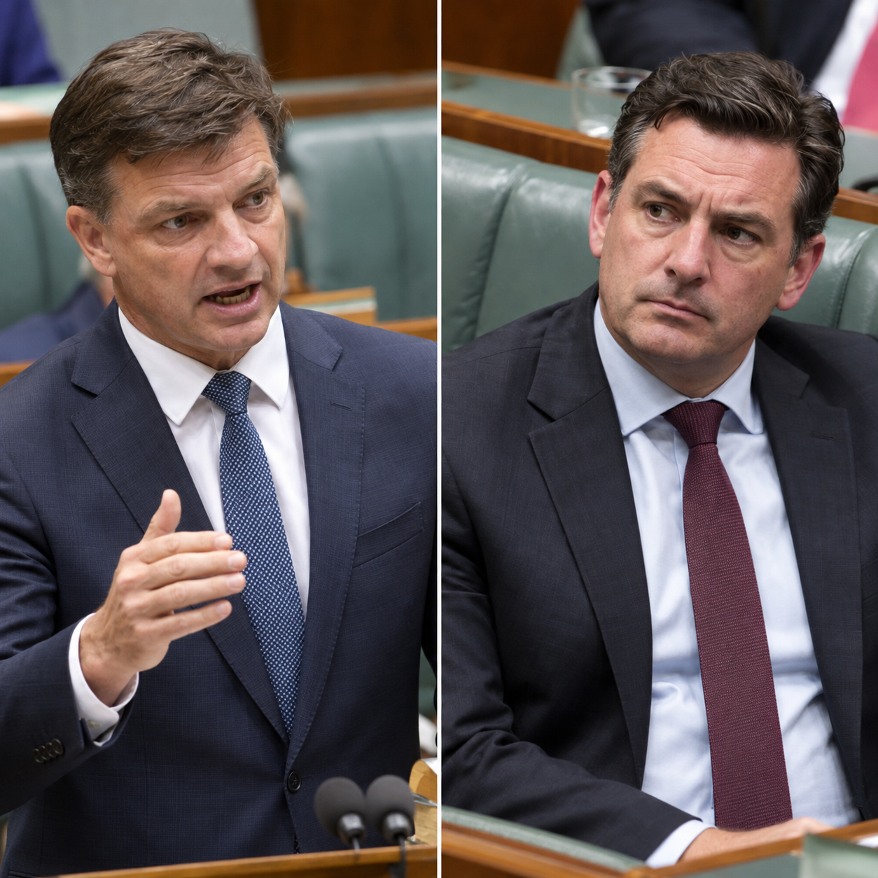 AI-generated editorial illustration of Angus Taylor Pushes Back Against Nationals MP's Call to Scrap Question Time